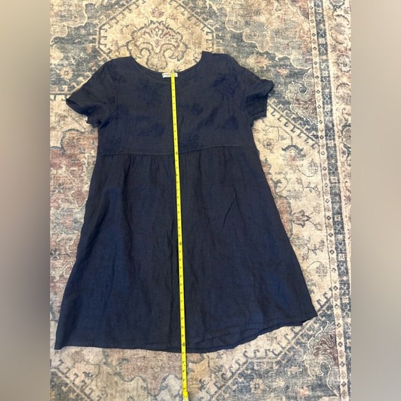 Made in Italy Linen Women's Short-Sleeve Navy Dress L Beach Resort Wear - Picture 5 of 6